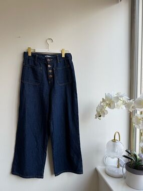 Zara High Waist Flare Leg Button Fly Jeans